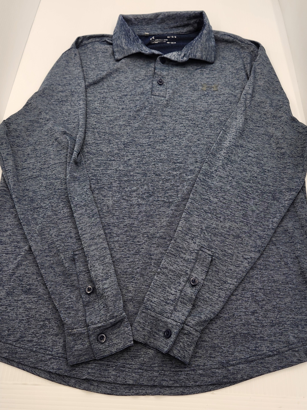 Under Armour Men's Heathered Blue Long Sleeve Polo